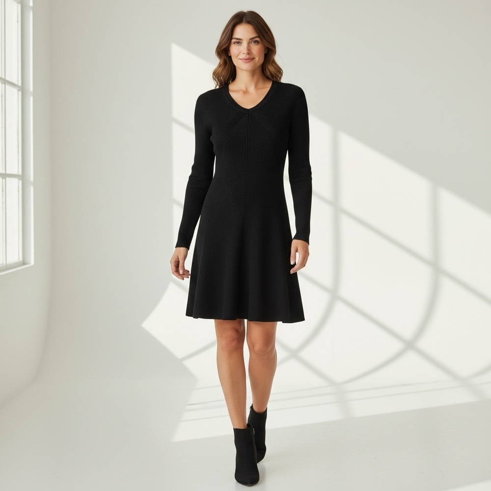 Michael Michael Kors Ribbed Black Mini Dress Size Large